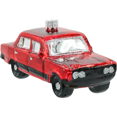 Szklana bombka choinkowa figurka Kultowy Duży Fiat 125p: czerwony