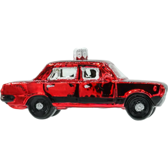 Szklana bombka choinkowa figurka Kultowy Duży Fiat 125p: czerwony profil