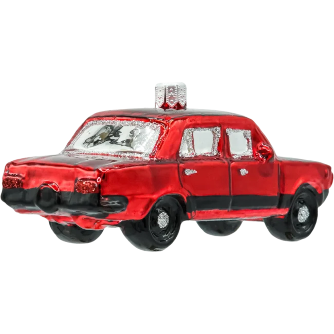 Szklana bombka choinkowa figurka Kultowy Duży Fiat 125p: czerwony tył