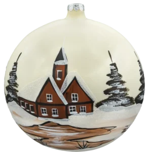 Bombka szklana okrągła Zimowy Kościółek