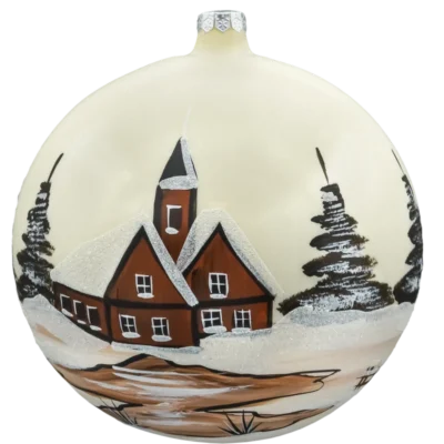 Bombka szklana okrągła Zimowy Kościółek