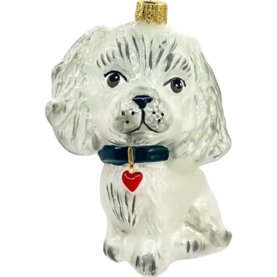 Szklana Bombka Choinkowa Biały Piesek