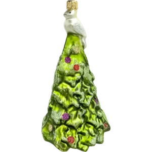 Szklana Bombka Choinkowa Choinka z gołębiem na szczycie