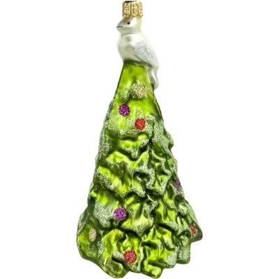 Szklana Bombka Choinkowa Choinka z gołębiem na szczycie