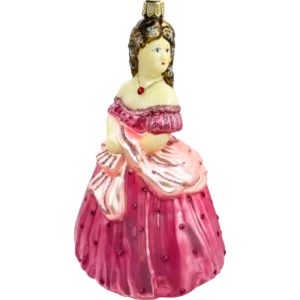Szklana Bombka Choinkowa Dama w eleganckiej różowej sukni