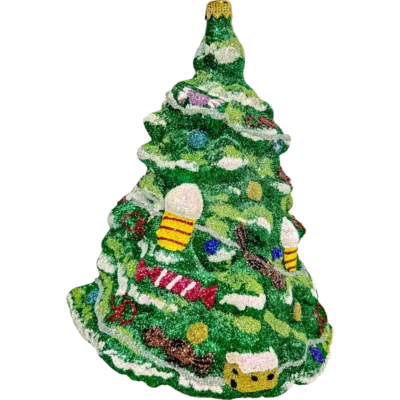 Szklana Bombka Choinkowa duża choinka zielona z ozdobami