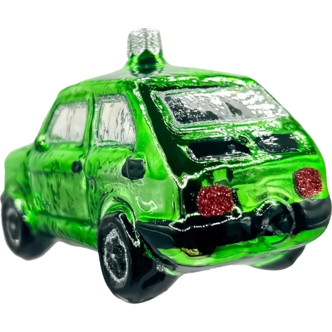 Szklana Bombka Choinkowa Fiat 126p Maluch Zielony: tył