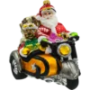 Szklana Bombka Choinkowa Figurka Wielki Święty Mikołaj na motocyklu z reniferem