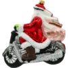 Szklana Bombka Choinkowa Figurka Wielki Święty Mikołaj na motocyklu z reniferem profil