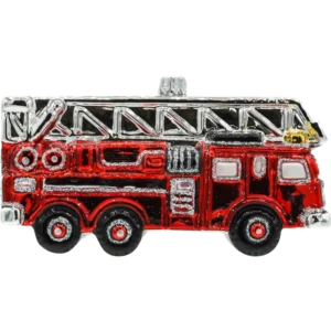Szklana Bombka Choinkowa Figurka Wielki wóz strażacki z drabiną profil