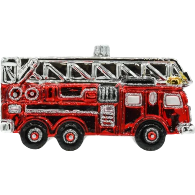 Szklana Bombka Choinkowa Figurka Wielki wóz strażacki z drabiną profil