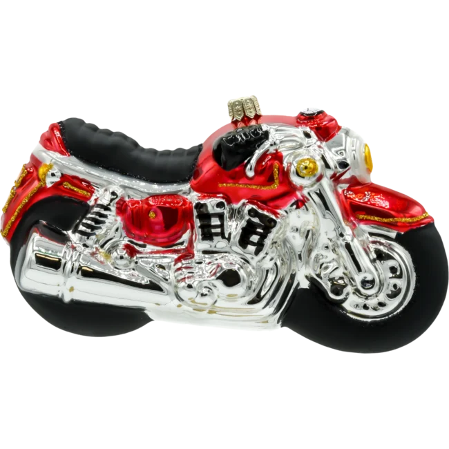 Szklana Bombka Choinkowa Figurka Motocykl: czerwony profil