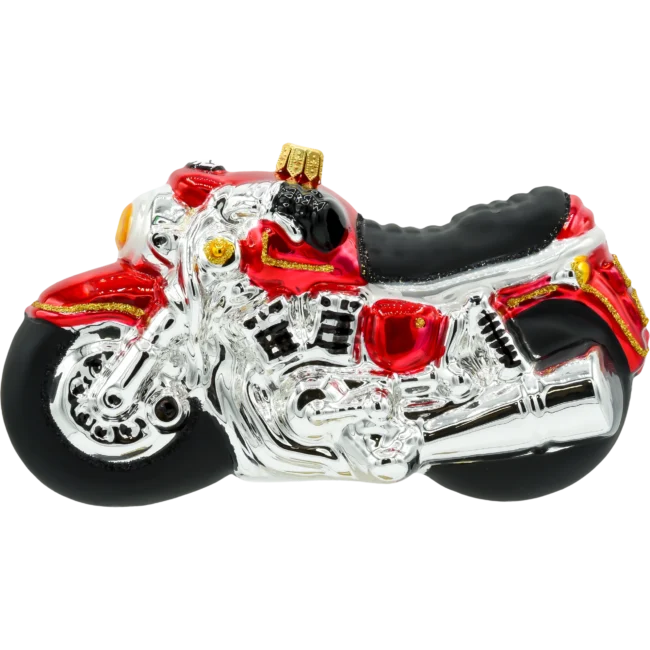 Szklana Bombka Choinkowa Figurka Motocykl: czerwony profil