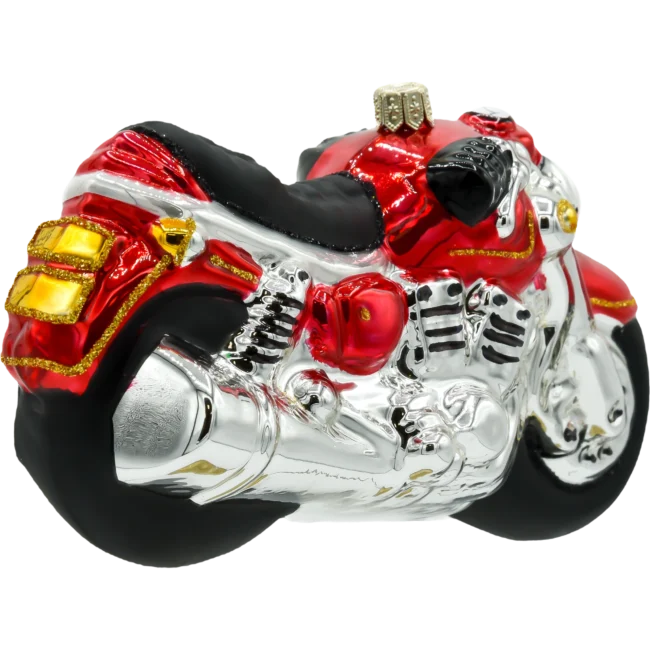 Szklana Bombka Choinkowa Figurka Motocykl: czerwony tył