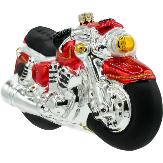 Szklana Bombka Choinkowa Figurka Motocykl: czerwony front