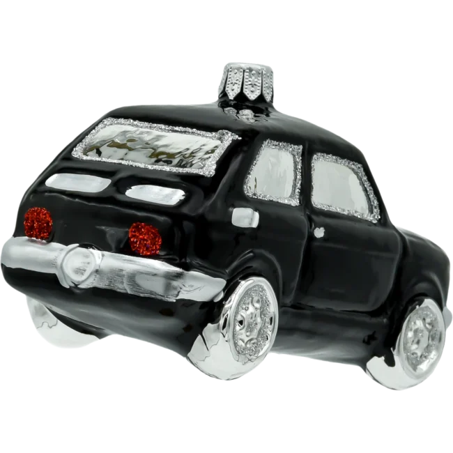 Szklana Bombka Choinkowa Figurka Fiat 126p Maluch: czarny tył