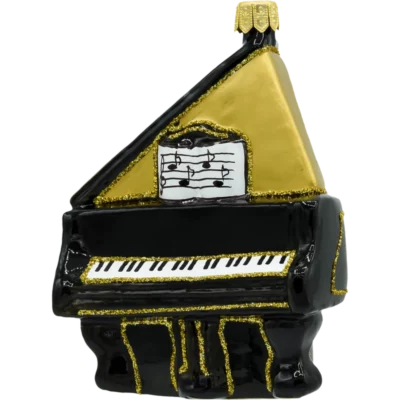 Szklana Bombka Choinkowa Figurka Elegancki fortepian z nutami