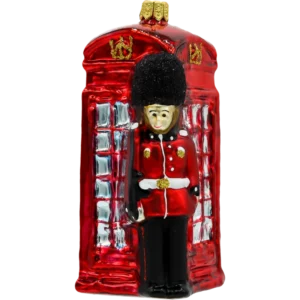 Szklana Bombka Choinkowa Figurka Londyński Strażnik z Budką Telefoniczną