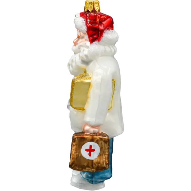 Szklana bombka choinkowa figurka Mikołaj Doktor profil