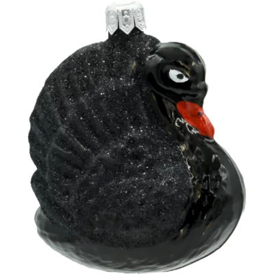 Szklana Bombka Choinkowa Figurka Majestatyczny Łabędź: czarny