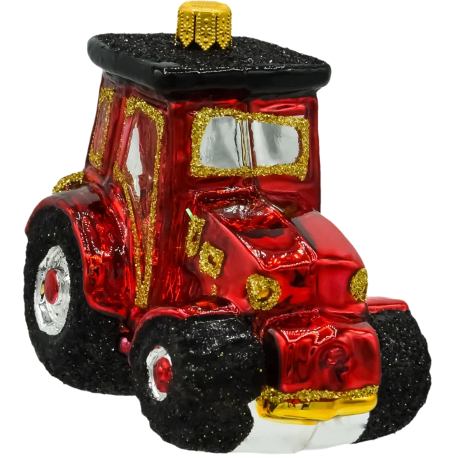 Szklana Bombka Choinkowa Figurka Traktor bok