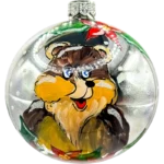 Szklana Bombka Choinkowa z misiem i świątecznymi zdobieniami: fioletowa