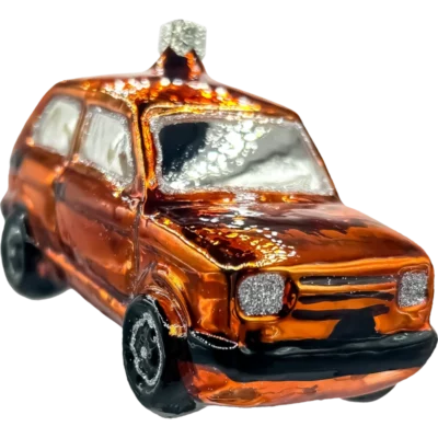 Szklana Bombka Choinkowa Fiat Maluch 126p: pomarańczowy