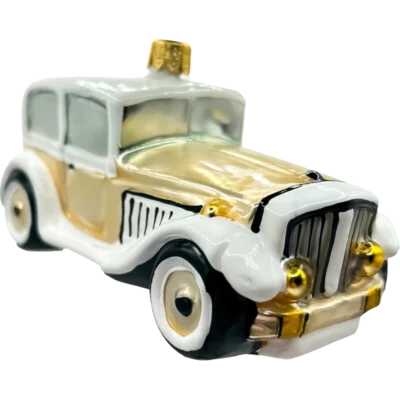 Szklana Bombka Choinkowa Klasyczny Retro Samochód: biały