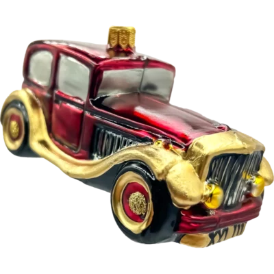 Szklana Bombka Choinkowa Klasyczny Retro Samochód: czerwonozłoty