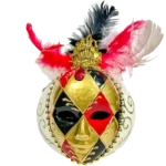 Szklana Bombka Choinkowa Maska Wenecka z piórami i eleganckimi zdobieniami