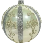 Szklana Bombka Choinkowa Perłowa z eleganckimi srebrnymi zdobieniami