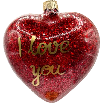 Szklana Bombka Choinkowa Serce I Love You