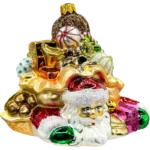 Szklana Bombka Choinkowa Święty Mikołaj zgnieciony workiem prezentów