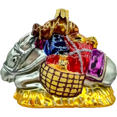 Szklana Bombka Choinkowa Wielbłąd z bogactwem darów