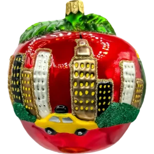 Szklana Bombka Choinkowa Wielkie jabłko z panoramą Nowego Jorku