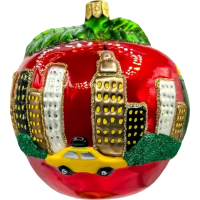 Szklana Bombka Choinkowa Wielkie jabłko z panoramą Nowego Jorku