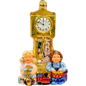 Szklana Bombka Choinkowa Zegar z dziećmi i zabawkami