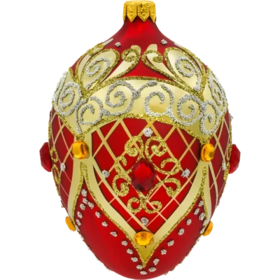 Szklana Bombka Choinkowa Figurka Ekskluzywne jajo Faberge z kamieniami: bordowe