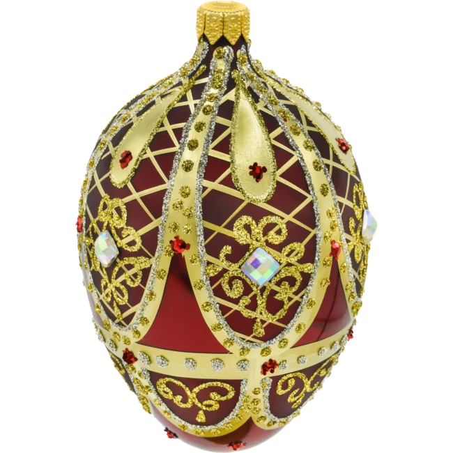 Szklana Bombka Choinkowa Figurka Ekskluzywne jajo Faberge: bordowe bok