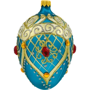 Szklana Bombka Choinkowa Figurka Ekskluzywne jajo Faberge z kamieniami: turkusowe