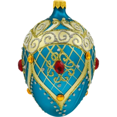Szklana Bombka Choinkowa Figurka Ekskluzywne jajo Faberge z kamieniami: turkusowe
