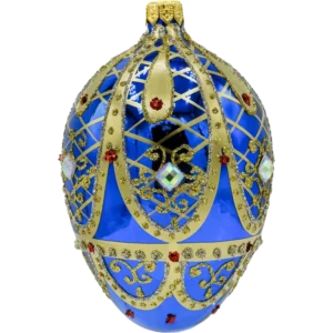 Szklana Bombka Choinkowa Figurka Ekskluzywne Jajo Faberge Niebieskie