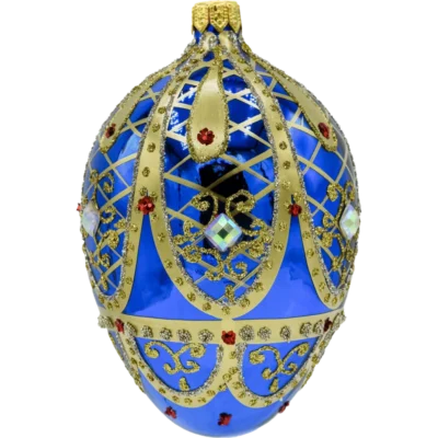 Szklana Bombka Choinkowa Figurka Ekskluzywne Jajo Faberge Niebieskie