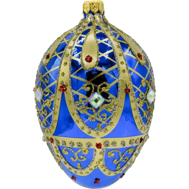 Szklana Bombka Choinkowa Figurka Ekskluzywne Jajo Faberge niebieskie