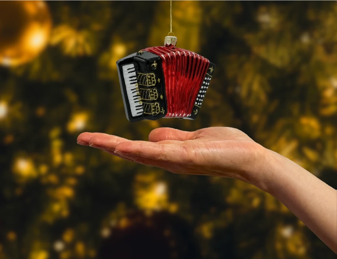 Bombka szklana figurka Akordeon realne zdjęcie