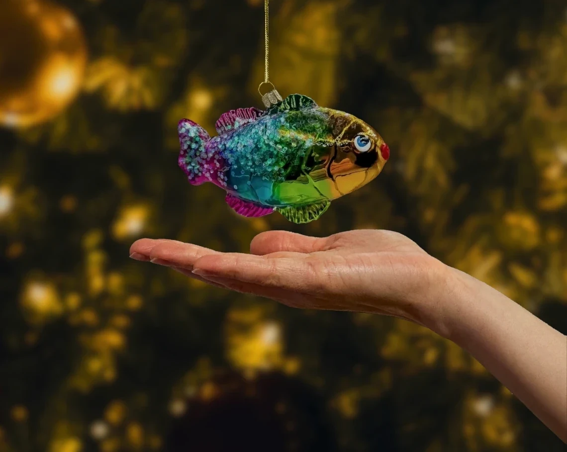 Bombka szklana figurka Kolorowa Rybka realne zdjęcie