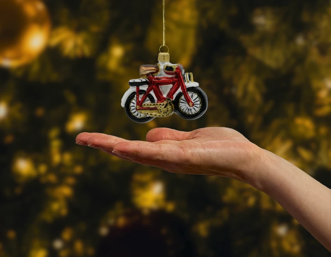 Bombka szklana figurka Rower Retro realne zdjęcie
