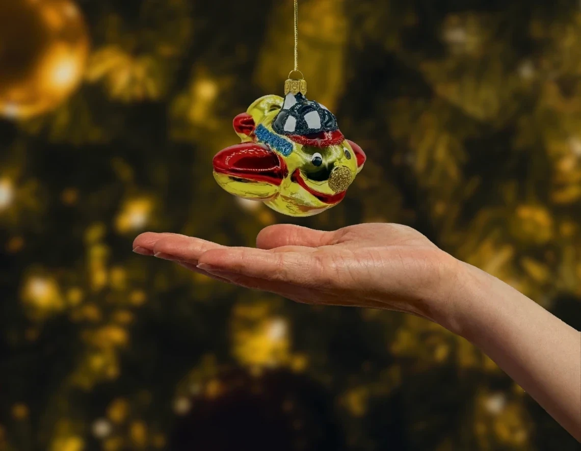 Bombka szklana figurka Wesoły Samolot realne zdjęcie