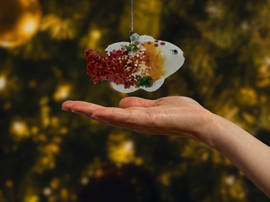 Bombka szklana figurka Złota Rybka realne zdjęcie