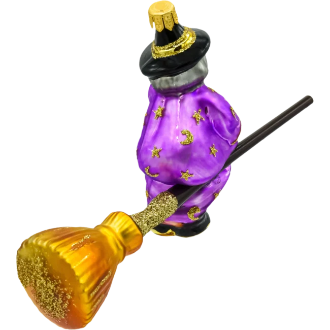 Bombka szklana Syn Bombkarza Magiczna Czarownica na Miotle tył